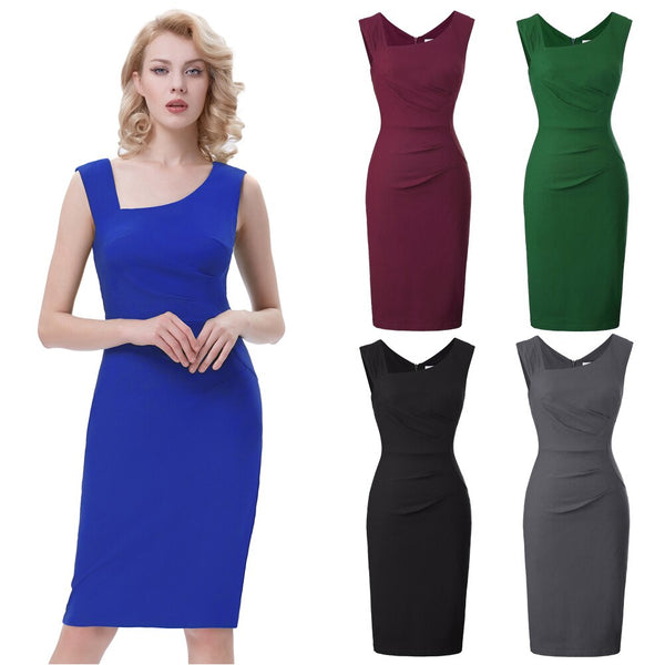 Women Magic V-neck Low-cut Sleeveless Bodycon Vest Party Pencil Dress Fashion