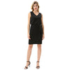 Elastic Dress Hips-wrapped No lining Women's Pencil Sleeveless V-Neck Belt