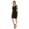 Elastic Dress Hips-wrapped No lining Women's Pencil Sleeveless V-Neck Belt