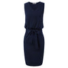 Elastic Dress Hips-wrapped No lining Women's Pencil Sleeveless V-Neck Belt