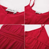 Women Dress Spaghetti Straps V-Neck Pleated Waist A-Line Dresses Solid Color Mini Cotton Dresses Leisure Sweet Clothes