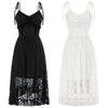 Women Dresses Lace Patchwork Dress Summer Sexy Ruched Spaghetti Straps V-Neck Flared A-Line Party Club Evening Short Mini Dress