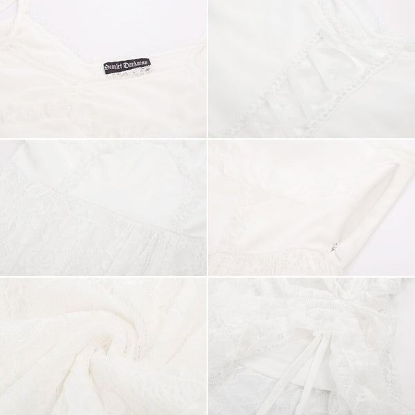 Women Dresses Lace Patchwork Dress Summer Sexy Ruched Spaghetti Straps V-Neck Flared A-Line Party Club Evening Short Mini Dress