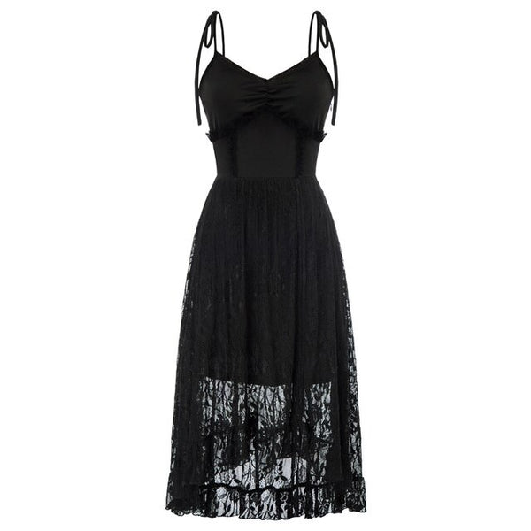 Women Dresses Lace Patchwork Dress Summer Sexy Ruched Spaghetti Straps V-Neck Flared A-Line Party Club Evening Short Mini Dress