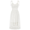 Women Dresses Lace Patchwork Dress Summer Sexy Ruched Spaghetti Straps V-Neck Flared A-Line Party Club Evening Short Mini Dress