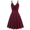 Grace Karin Women V-Neck Cami Dress Summer Sexy U-Back Pleated Bodice Flared A-Line Knee Length Swing Dress Cocktail Party Lady