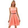 Grace Karin Women V-Neck Dress With Belt Sleeveless U-Back Flared A-Line Cotton Dress Elegant Evening Party Formal Dress Ladies