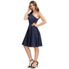 Sexy Women Bow-Knot dress Asymmetric One Shoulder Flared A-Line Dress elegant pure color knee length evening party dresses lady