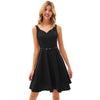 Grace Karin Women V-Neck Dress With Belt Sleeveless U-Back Flared A-Line Cotton Dress Elegant Evening Party Formal Dress Ladies