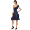 Sexy Women Bow-Knot dress Asymmetric One Shoulder Flared A-Line Dress elegant pure color knee length evening party dresses lady