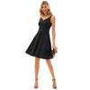 Grace Karin Women V-Neck Dress With Belt Sleeveless U-Back Flared A-Line Cotton Dress Elegant Evening Party Formal Dress Ladies