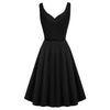 Grace Karin Women V-Neck Dress With Belt Sleeveless U-Back Flared A-Line Cotton Dress Elegant Evening Party Formal Dress Ladies