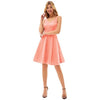 Grace Karin Women V-Neck Dress With Belt Sleeveless U-Back Flared A-Line Cotton Dress Elegant Evening Party Formal Dress Ladies