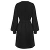 Grace Karin Summer Mini Dresses Women Belt Sashes Dress Long Lantern Sleeves Crew Neck Solid Color Retro Ladies A-Line Dress