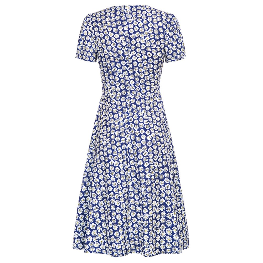 Grace Karin Casual Dresses Summer Women V-Neck Dress Short Sleeve A-Line Leopard/Daisy Pattern Beach Holiday Fashion Floral Lady