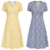 Grace Karin Casual Dresses Summer Women V-Neck Dress Short Sleeve A-Line Leopard/Daisy Pattern Beach Holiday Fashion Floral Lady