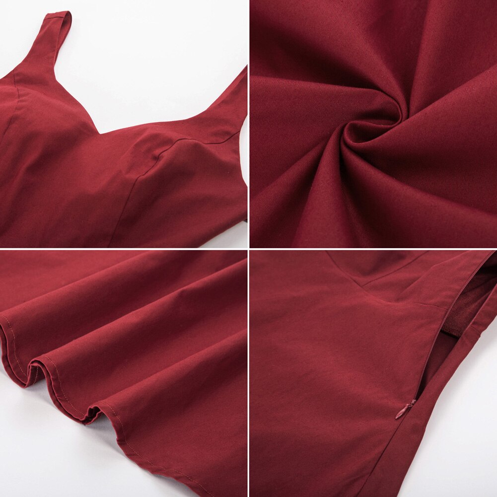 Grace Karin Women V-Neck Dress Vintage Belt Sleeveless U-Back Party Evening Office Elegant Swing Flared A-Line Cotton Dress New