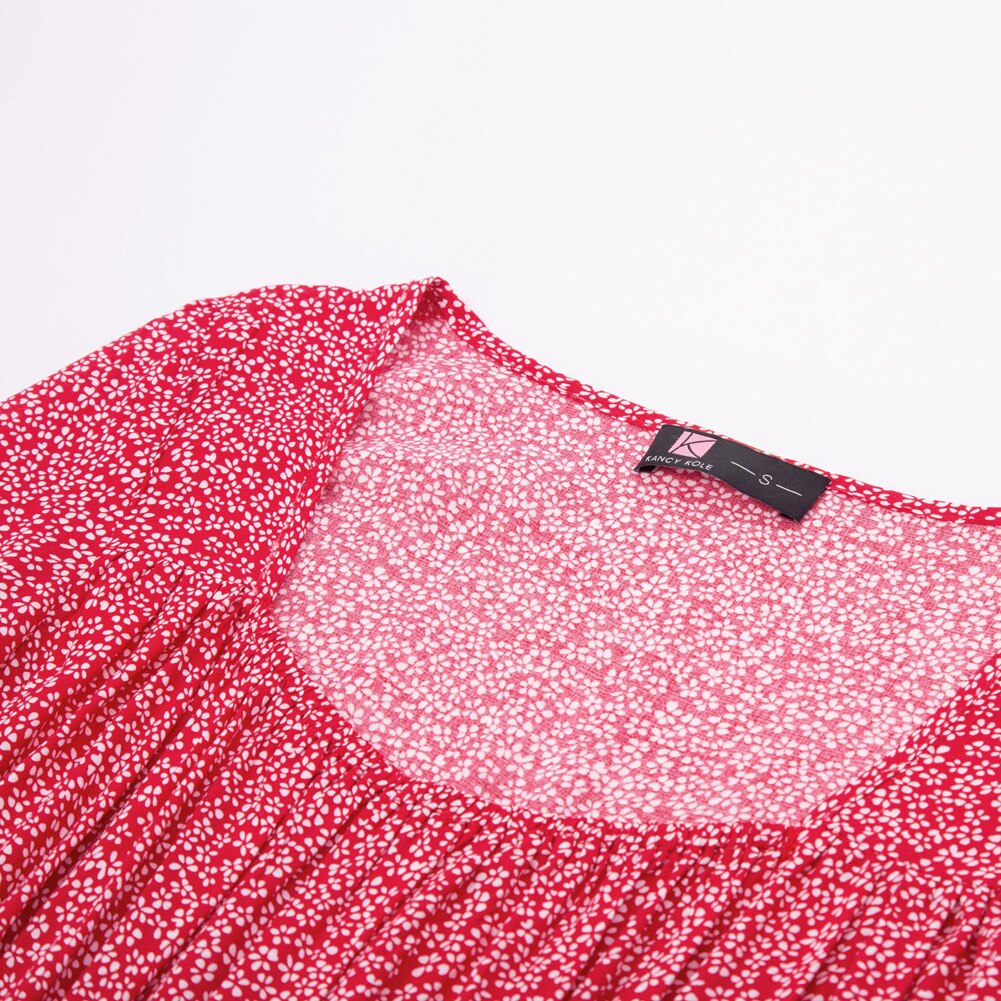 Women Side Split Dress Square Neck Long Sleeve Smock Waist Casual Party Vacation Holiday Boho Swing Print Floral Dresses Fall