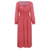 Women Side Split Dress Square Neck Long Sleeve Smock Waist Casual Party Vacation Holiday Boho Swing Print Floral Dresses Fall