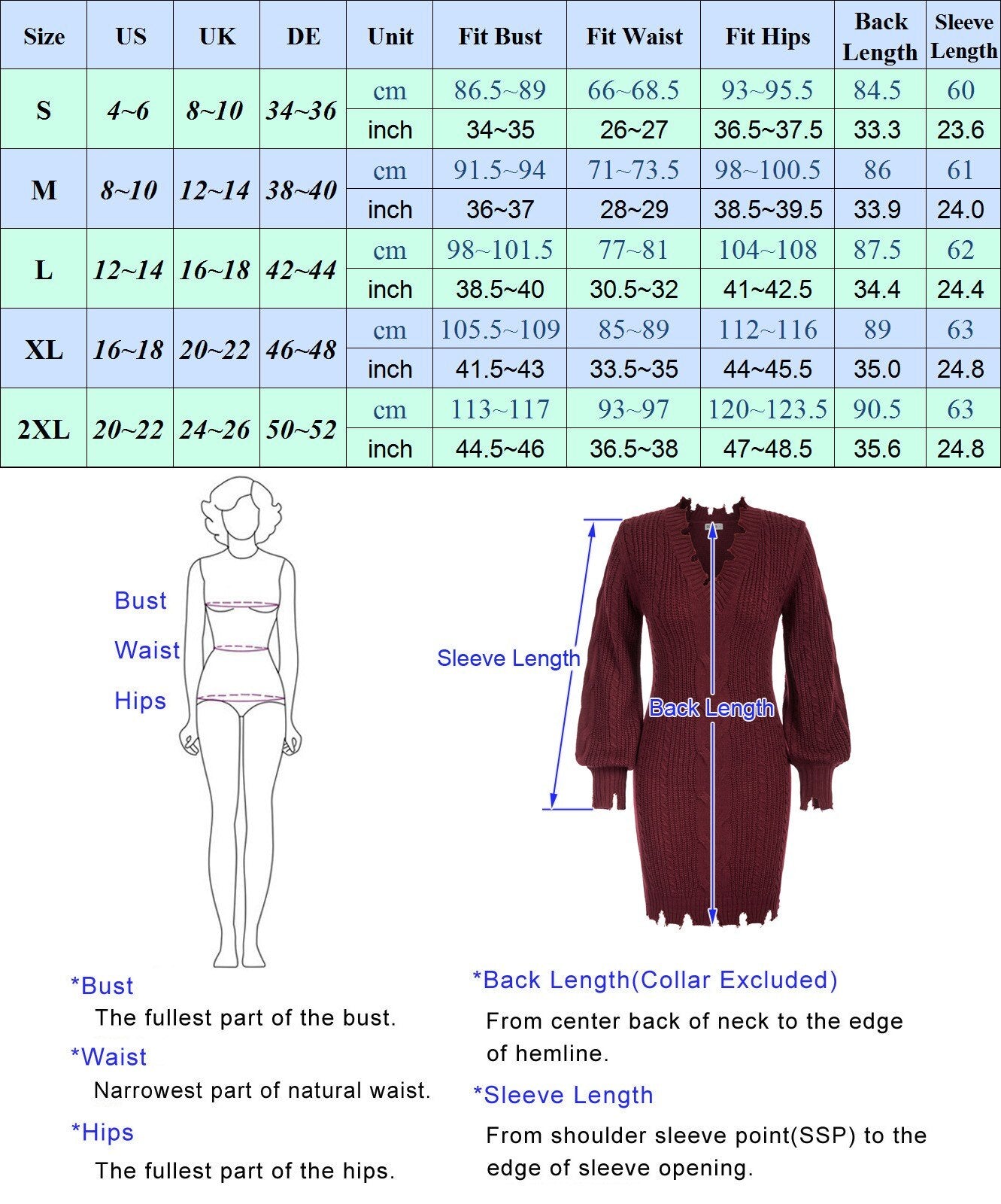 GK Women Cable Knitted Sweater Dress Long Lantern Sleeve V-Neck Distressed S Version Style Knitted Dress Clothing