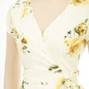 Summer Dresses Women High-Low Hem Dress Belt Decor Petal Sleeves Surplice V-Neck A-Line Swing Vacation Beach Dress Ladies Female