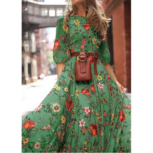 Wrap Dress Boho Floral Long Maxi Party Holiday Summer Beach Swing Sundress