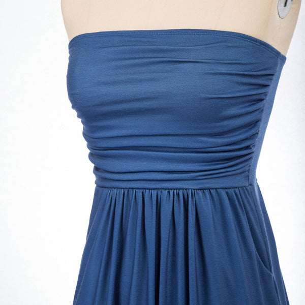 Grace Karin Women Strapless Ruched Dress Summer Sexy Elegant Pockets Casual Gradient Color Beach Holiday Party A-Line Maxi Dress