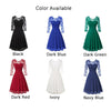 Summer Women's Dresses Floral Lace Dress Sexy 3/4 Sleeve Crew Neck V-Back A-Line Dresses Solid Elegant Retro Knee Length Female