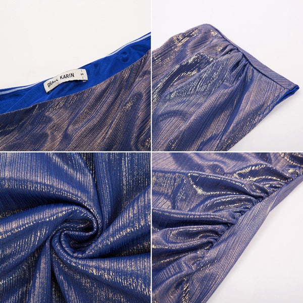 Women's Sleeveless Asymmetric One Shoulder Hips-Wrapped Bodycon Pencil Dress Neckline With Anti-slip Silicon