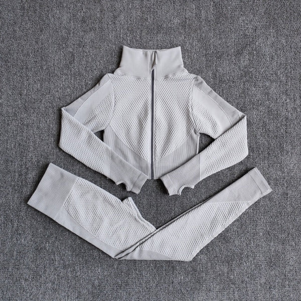 Women Fitness Sport Yoga Suit Seamless Women Yoga Sets Long Sleeve Clothing Female Sport Gym Suits Wear Running Clothes