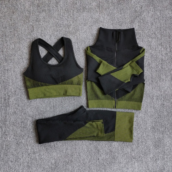 Women Fitness Sport Yoga Suit Seamless Women Yoga Sets Long Sleeve Clothing Female Sport Gym Suits Wear Running Clothes