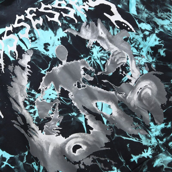 Hoodie Men Punk Watercolor Tie Dye Printed Hooded Pullover Sweatshirts Oversized Hipster Hip Hop Tops Couple Streetwear