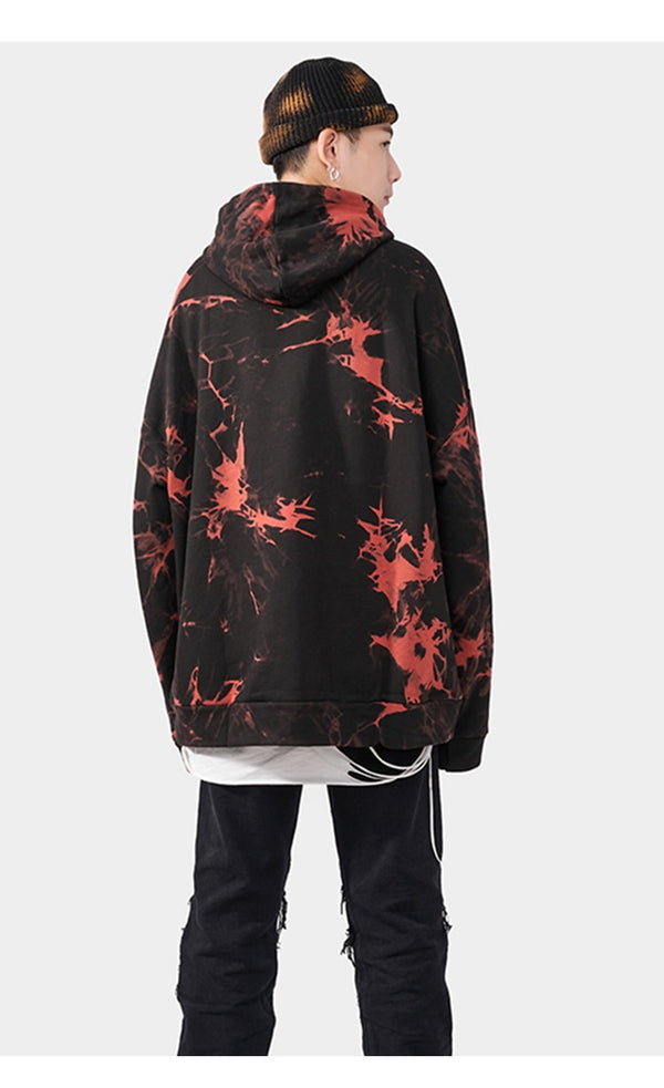 Hoodie Men Punk Watercolor Tie Dye Printed Hooded Pullover Sweatshirts Oversized Hipster Hip Hop Tops Couple Streetwear