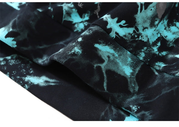 Hoodie Men Punk Watercolor Tie Dye Printed Hooded Pullover Sweatshirts Oversized Hipster Hip Hop Tops Couple Streetwear