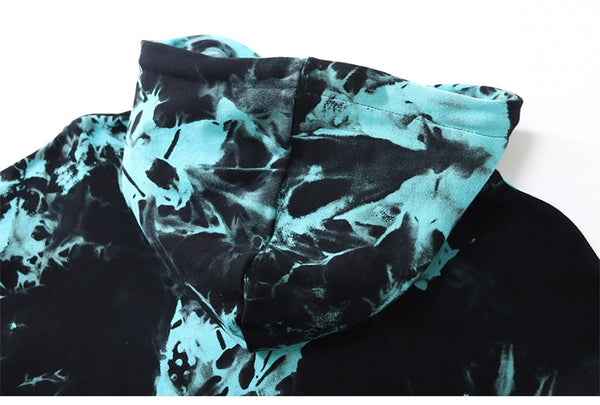 Hoodie Men Punk Watercolor Tie Dye Printed Hooded Pullover Sweatshirts Oversized Hipster Hip Hop Tops Couple Streetwear