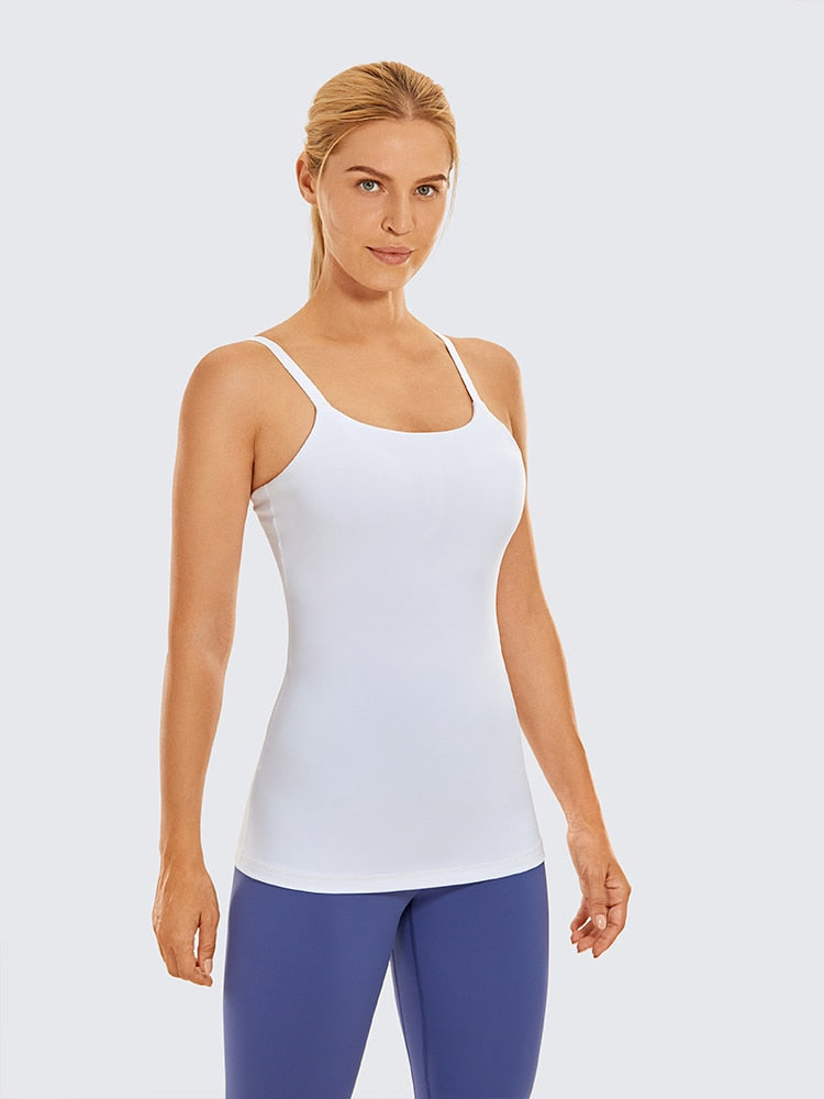 Workout Tank Top for Women Adjustable Spaghetti Strap Athletic Yoga Shirts with Built in Bra