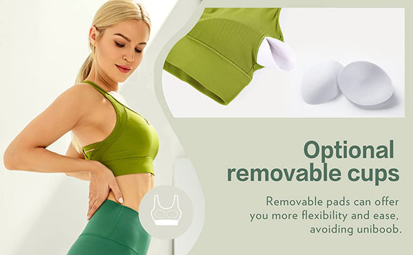 Women's Longline Strappy Yoga Bras High Impact Wirefree Padded Workout Sports Tops Activewear