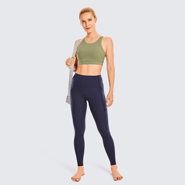 Women's Strappy Sports Bras High Neck Wirefree Yoga Bras Tops Padded with Built in Bra