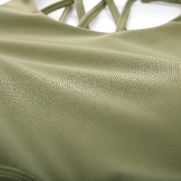 Women's Strappy Sports Bras High Neck Wirefree Yoga Bras Tops Padded with Built in Bra