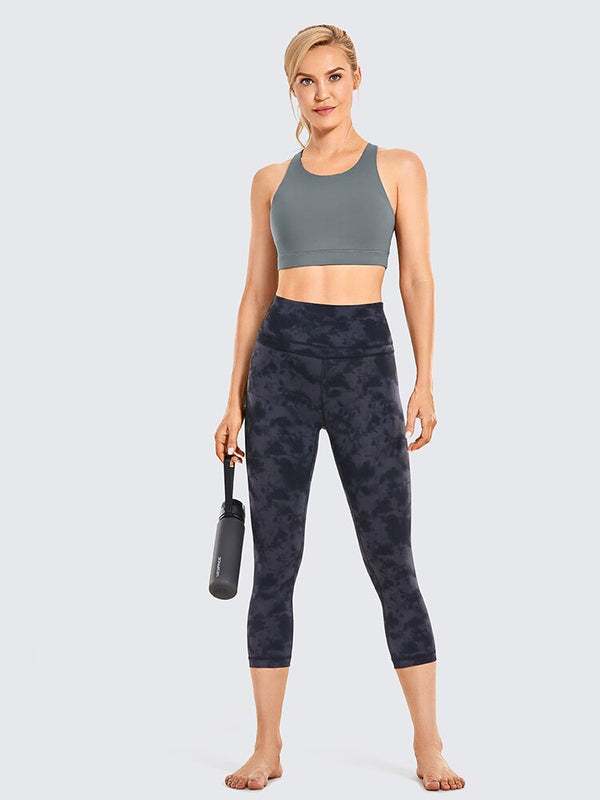 Women's Strappy Sports Bras High Neck Wirefree Yoga Bras Tops Padded with Built in Bra