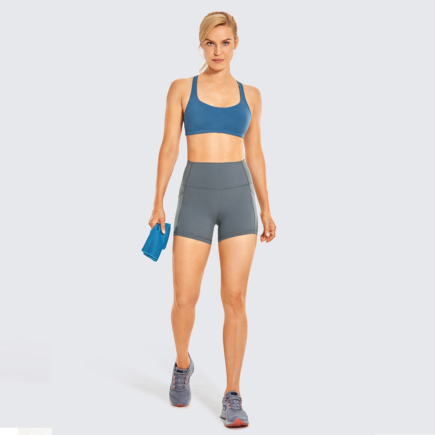 Women's Naked Feeling Biker Shorts - 4'' High Waisted Athletic Shorts Yoga Shorts with Pockets