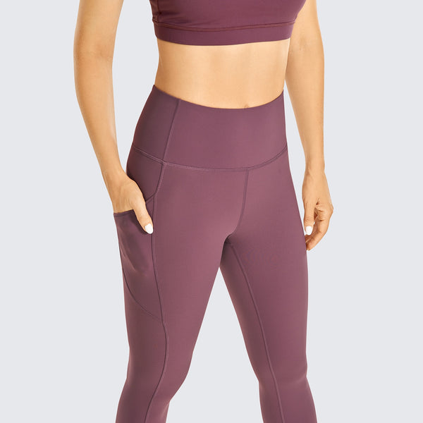 Women's Brushed Naked Feeling Yoga Leggings 19 Inches - High Waist Capris Matte Soft Workout Crop with Pockets