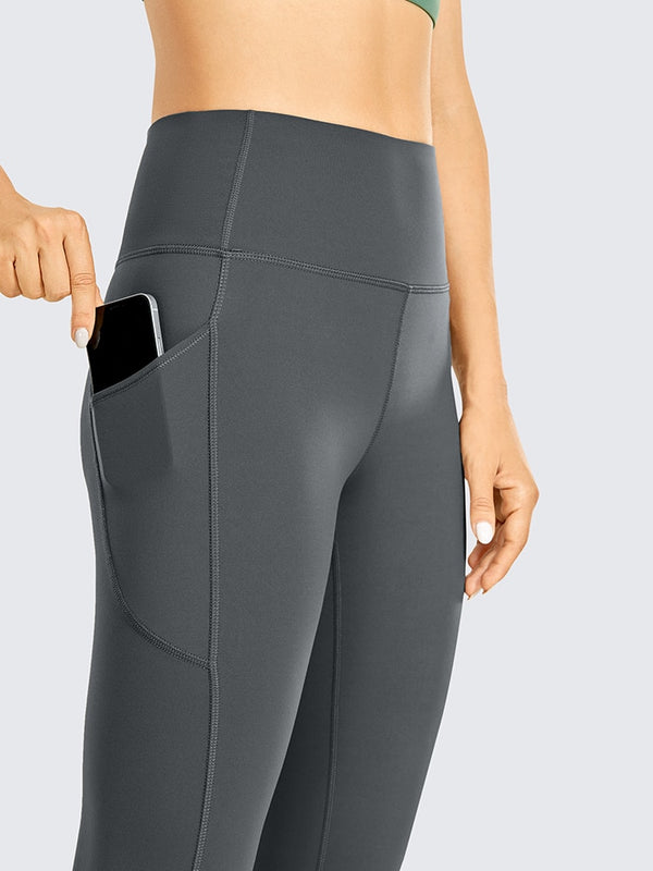 Women's Brushed Naked Feeling Yoga Leggings 19 Inches - High Waist Capris Matte Soft Workout Crop with Pockets