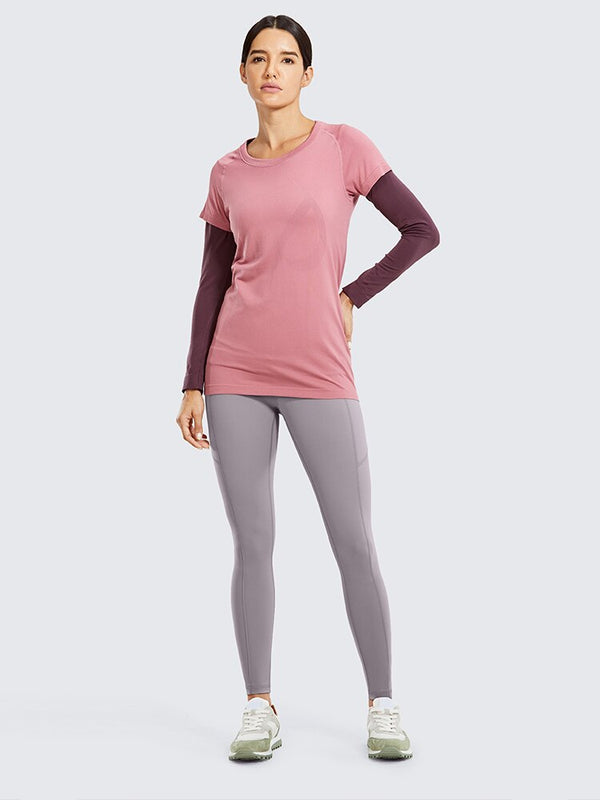 Women's Hugged Feeling Training Leggings 25 Inches - Compression Leggings with Pockets Tummy Control Workout Tights