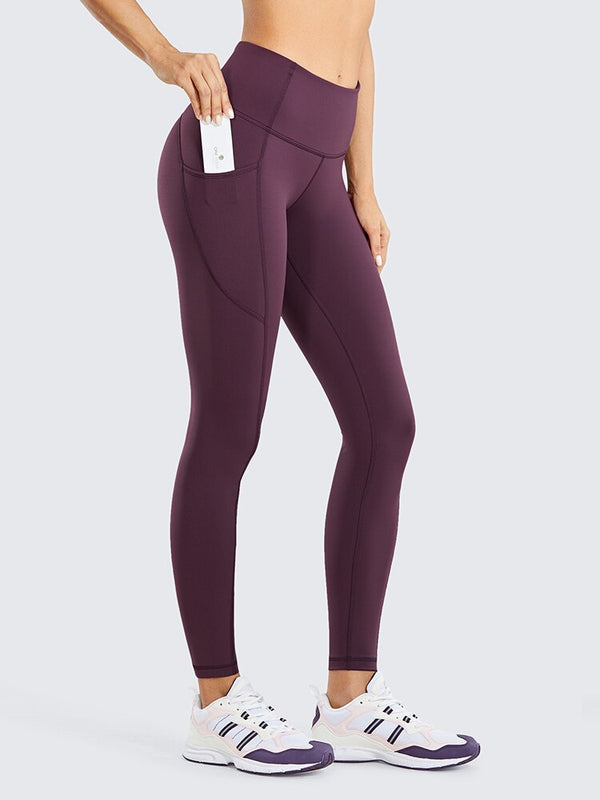 Women's Hugged Feeling Training Leggings 25 Inches - Compression Leggings with Pockets Tummy Control Workout Tights