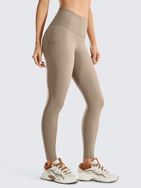 Women's Hugged Feeling Training Leggings 25 Inches - Compression Leggings with Pockets Tummy Control Workout Tights