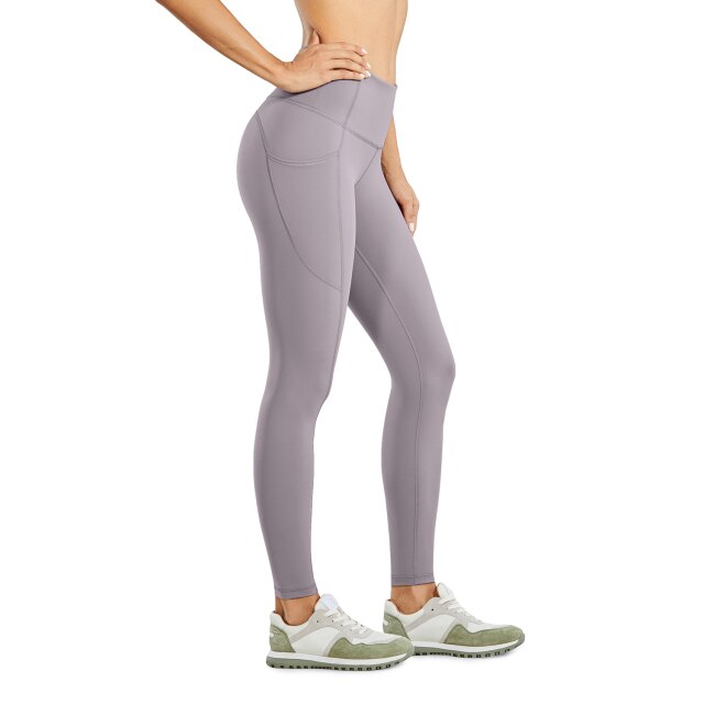 Women's Hugged Feeling Training Leggings 25 Inches - Compression Leggings with Pockets Tummy Control Workout Tights