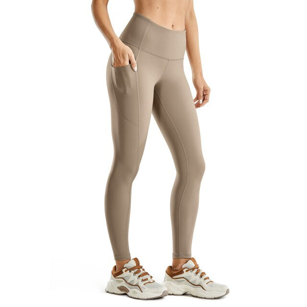 Women's Hugged Feeling Training Leggings 25 Inches - Compression Leggings with Pockets Tummy Control Workout Tights