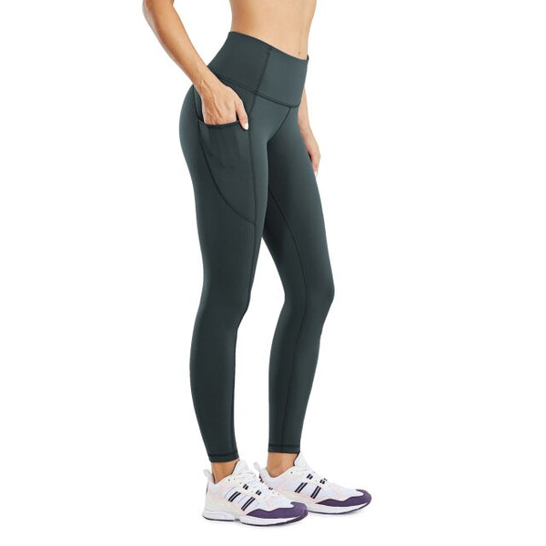 Women's Hugged Feeling Training Leggings 25 Inches - Compression Leggings with Pockets Tummy Control Workout Tights