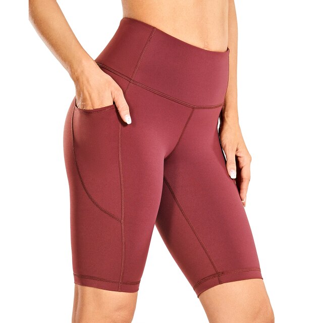 Women's Naked Feeling Workout Shorts - 10 Inches High Waist Yoga Biker Shorts Athletic Running Shorts with Pockets